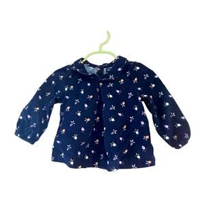 Baby gap Girls 12-18 month Top Corduroy Blue Floral Shirt